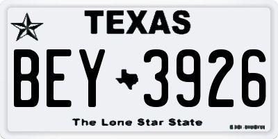 TX license plate BEY3926