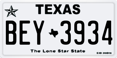 TX license plate BEY3934