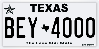 TX license plate BEY4000