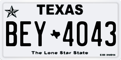 TX license plate BEY4043