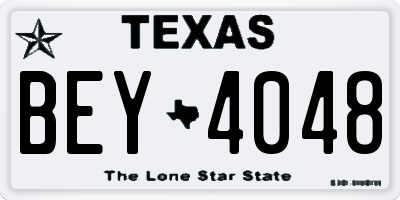 TX license plate BEY4048