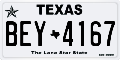 TX license plate BEY4167