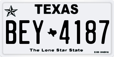 TX license plate BEY4187