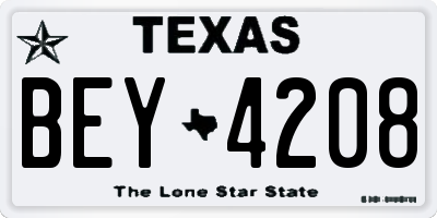 TX license plate BEY4208