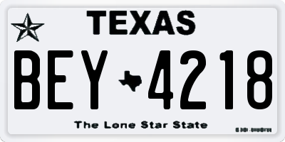 TX license plate BEY4218