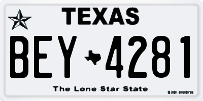 TX license plate BEY4281