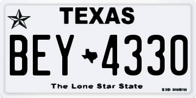 TX license plate BEY4330
