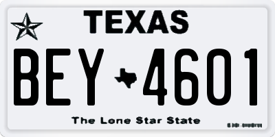 TX license plate BEY4601