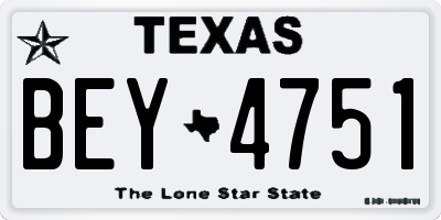 TX license plate BEY4751