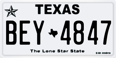 TX license plate BEY4847