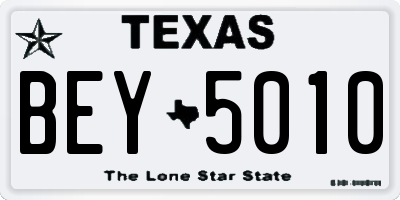 TX license plate BEY5010