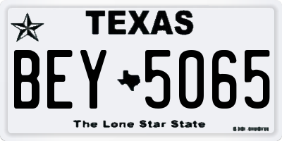 TX license plate BEY5065