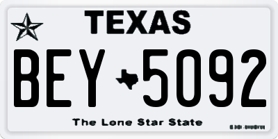 TX license plate BEY5092