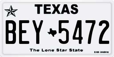 TX license plate BEY5472