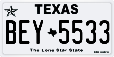 TX license plate BEY5533