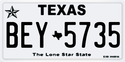 TX license plate BEY5735