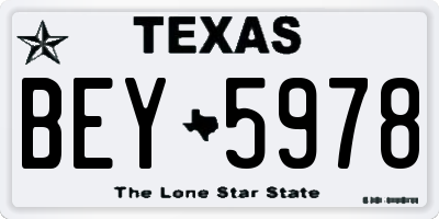TX license plate BEY5978