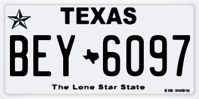 TX license plate BEY6097