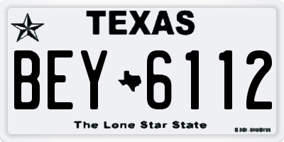 TX license plate BEY6112