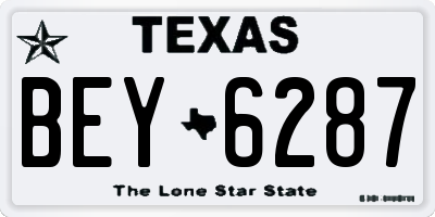 TX license plate BEY6287