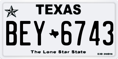 TX license plate BEY6743