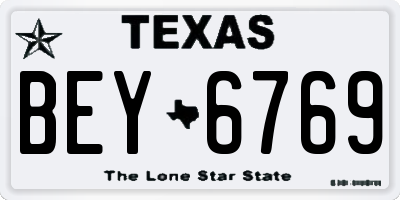 TX license plate BEY6769