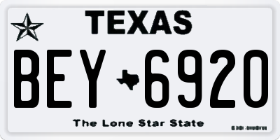TX license plate BEY6920