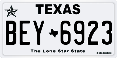 TX license plate BEY6923