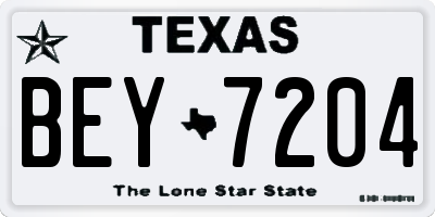 TX license plate BEY7204