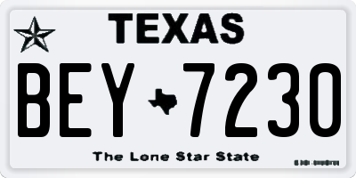TX license plate BEY7230