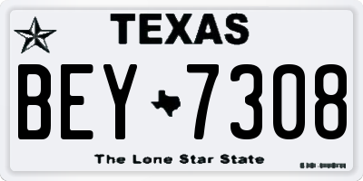TX license plate BEY7308
