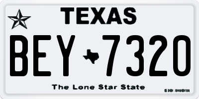 TX license plate BEY7320