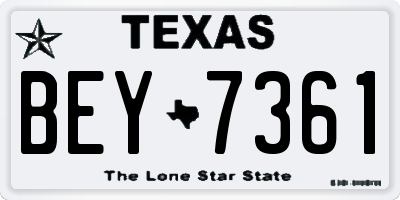 TX license plate BEY7361