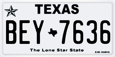 TX license plate BEY7636