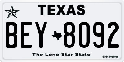 TX license plate BEY8092