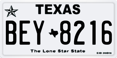 TX license plate BEY8216