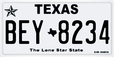 TX license plate BEY8234
