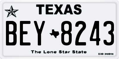 TX license plate BEY8243