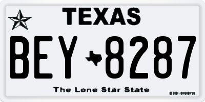 TX license plate BEY8287