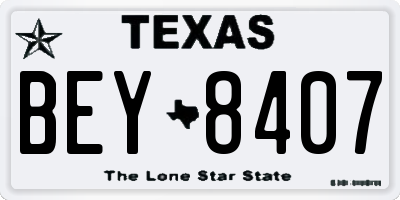 TX license plate BEY8407