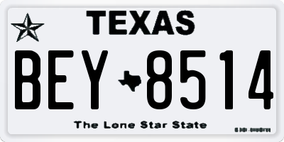 TX license plate BEY8514