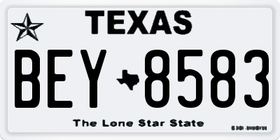TX license plate BEY8583