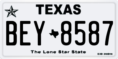 TX license plate BEY8587