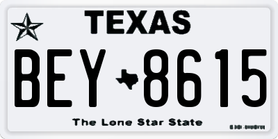 TX license plate BEY8615