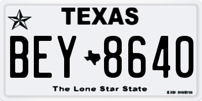TX license plate BEY8640