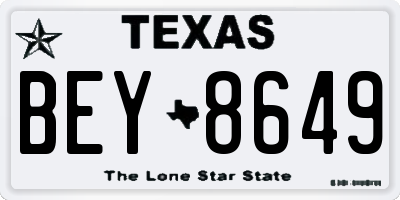 TX license plate BEY8649