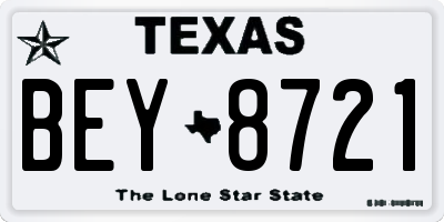 TX license plate BEY8721