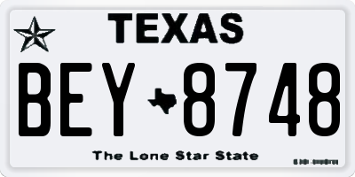 TX license plate BEY8748