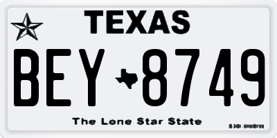 TX license plate BEY8749