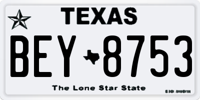 TX license plate BEY8753
